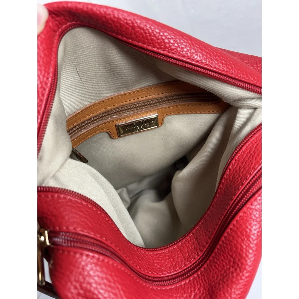 VALENTINA Red tan Leather convertible bucket bag hobo